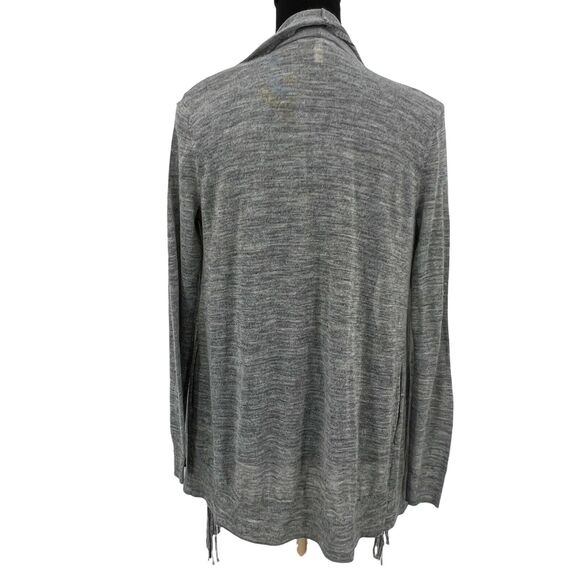 Rebecca Taylor Gray Wool Alpaca‎ Fringe Drape Front Knit Cardigan Xs - Picture 3 of 7